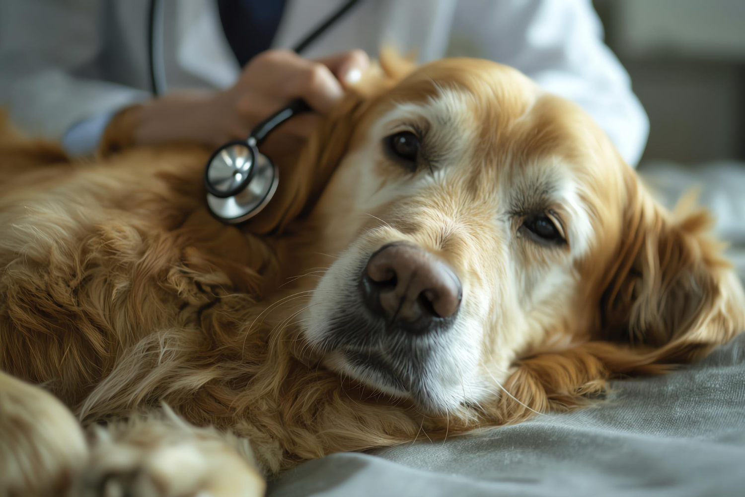 Veterinarian examining a sick dog during emergency veterinary care in Wareham MA